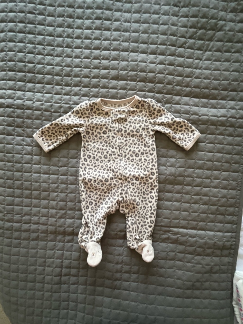 Carter's Leopard Print Footed One-Piece in Cream and Brown